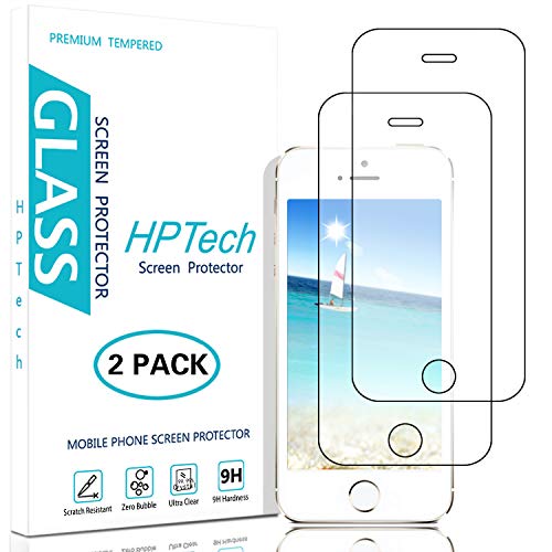 Product Cover HPTech iPhone SE Screen Protector - (2-Pack) Tempered Glass Film for Apple iPhone SE 5S 5C 5 Screen Protector with Lifetime Replacement Warranty