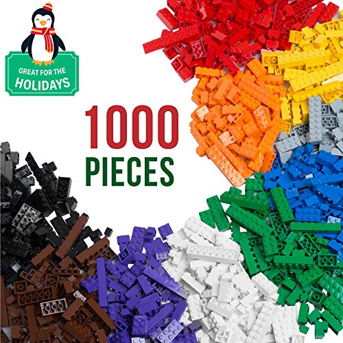 Product Cover 1000 Piece Building Bricks Set- 10 Classic Colors Guaranteed Tight Fit, Compatible with All Major Brands