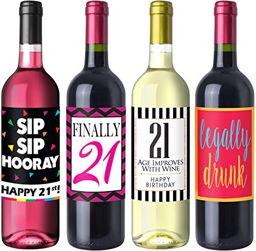 Product Cover Chic 21st Birthday Wine Label Pack - Birthday Party Supplies, Ideas and Decorations - Funny Birthday Gifts for Women