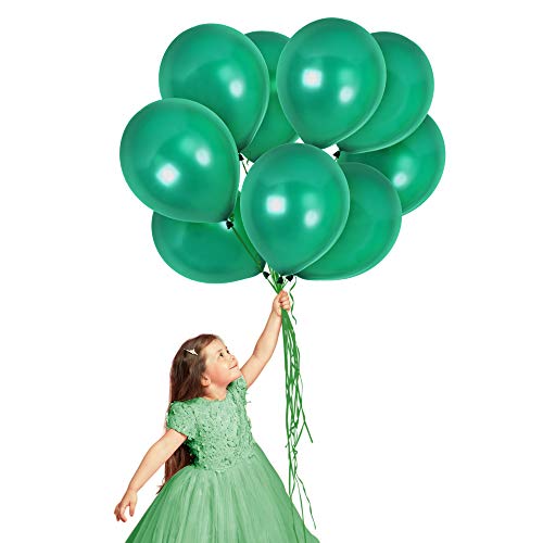 Product Cover Christmas Emerald Green Balloons 12 Inch 100 Pack Tropical Hawaiian Party Decorations Wild Safari Dinosaur Forest Jungle Theme Party Supplies for Luau Mardi Gras Birthday Baby Shower Greenery Weddings