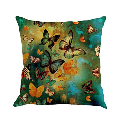 Product Cover Butterfly Throw Pillow Cases, Kimloog Square Flax Cushion Cover Car Sofa Home Decorative 18x18 Pillowcase (D)
