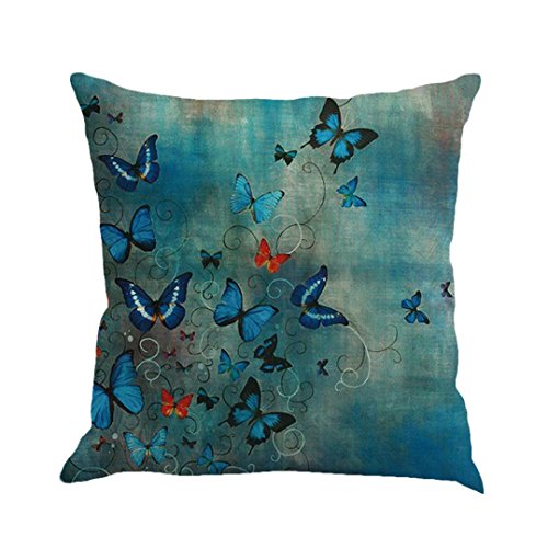 Product Cover Butterfly Throw Pillow Cases, Kimloog Square Flax Cushion Cover Car Sofa Home Decorative 18x18 Pillowcase (A)