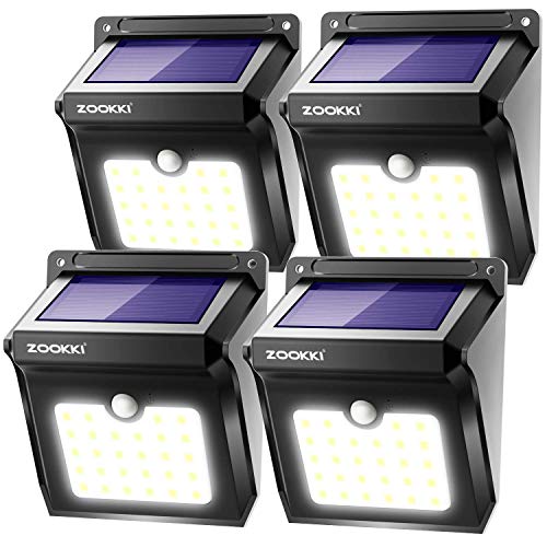 Product Cover ZOOKKI Solar Lights Outdoor, 28 LED Wireless Motion Sensor Lights, IP65 Waterproof Wall Light Easy-to-Install Security Lights for Outdoor Garden, Patio, Yard, Deck, Garage, Driveway, Fence 4 Pack