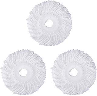 Product Cover 3 Replacement Mop Micro Head Refill Hurricane for 360° Spin Magic Mop-Microfiber Replacement Mop Head-Round Shape Standard Size (White-3 Pack)