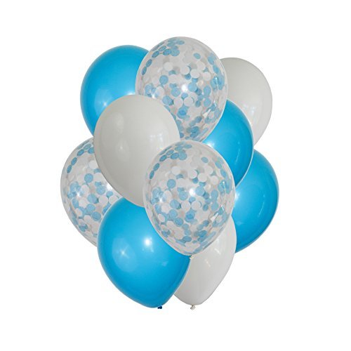 Product Cover FindFun 12'' Blue Confetti Balloons Set for Boy Baby Shower Party Decoration (Pack of 12) (Blue)