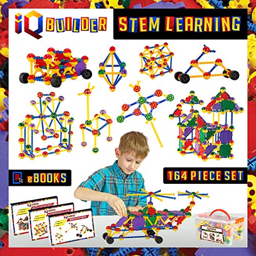 Product Cover IQ BUILDER | STEM Learning Toys | Creative Construction Engineering | Fun Educational Building Toy Set for Boys and Girls Ages 3 4 5 6 7 8 9 10 Year Old | Best Toy Gift for Kids | Top Blocks Game Kit
