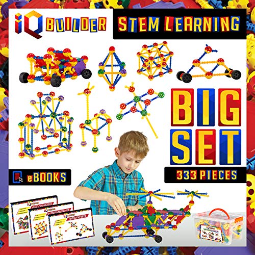 Product Cover IQ BUILDER | STEM Learning Toys | Creative Construction Engineering | Fun Educational Building Blocks Toy Set for Boys and Girls Ages 5 6 7 8 9 10 Year Old + | Best Toy Gift for Kids | Activity Game