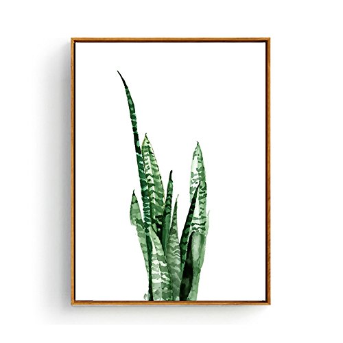 Product Cover Hepix Succulent Wall Art Canvas Tropical Plants Wall Decor Simple Wooden Framed Paintings Tropical Office Decor Wall Pictures for Modern Home Decor Ready to Hang 13 x 17 inch