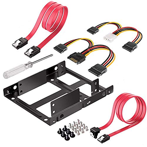 Product Cover Qook 2x 2.5 Inch SSD to 3.5 Inch Internal Hard Disk Drive Mounting Kit Bracket(SATA Data Cables and Power Cables included)