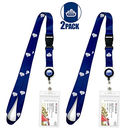 Product Cover Cruise Lanyard [2-Pack] Lanyards with ID Holder for Cruise Key Cards (Blue Ship) - Essentials & Must Have Accessories by Cruise On