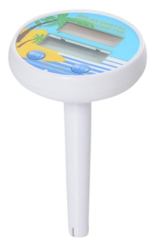 Product Cover Milliard Outdoor & Indoor Pool and Spa Digital Floating Waterproof Floating Solar Thermometer with Fahrenheit and Celsius Temperature Options (Battery Included). Beach and Palm Summer Design