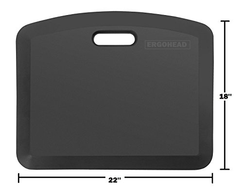 Product Cover Original Ergohead Anti-Fatigue Comfort Standing Mat, Ergonomically Engineered, Perfect for Standing Desk, Kitchen, Gardening and Garages, 18 x 22 inches, Black