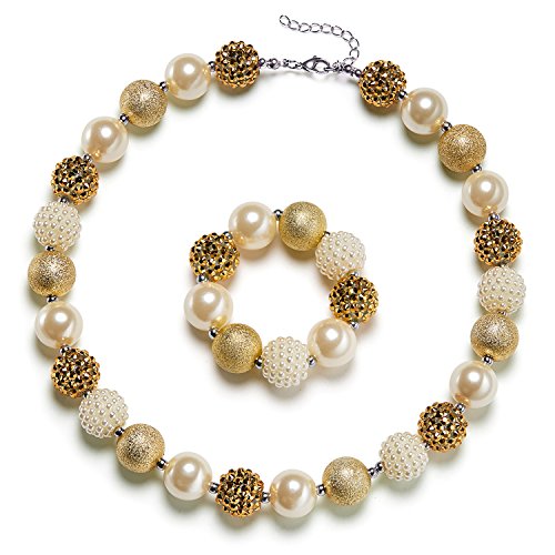 Product Cover vcmart Girls Chunky Bubblegum Beaded Necklace & Bracelet Set,15.7