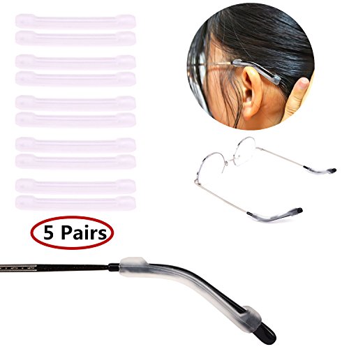 Product Cover YR Soft Silicone Eyeglasses Temple Tips Sleeve Retainer,Anti-Slip Elastic Comfort Glasses Retainers For Spectacle Sunglasses Reading Glasses Eyewear,5 pairs -Clear