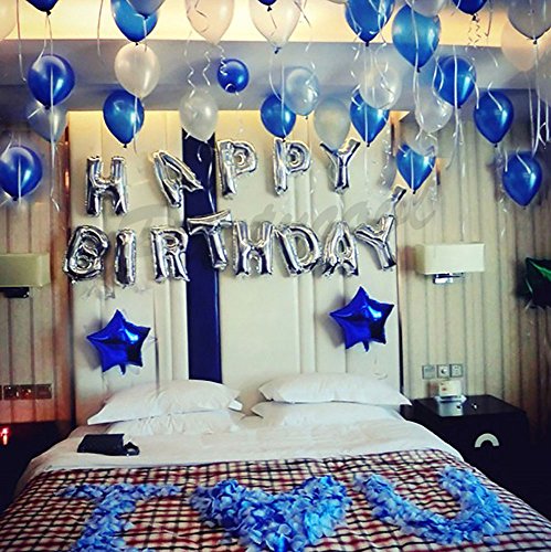 Product Cover iPartyCool Happy Birthday Balloons, 3D Premium Aluminum Foil Banner Balloons for Birthday Party Decorations and Supplies-HB2S [1-Year Guarantee]