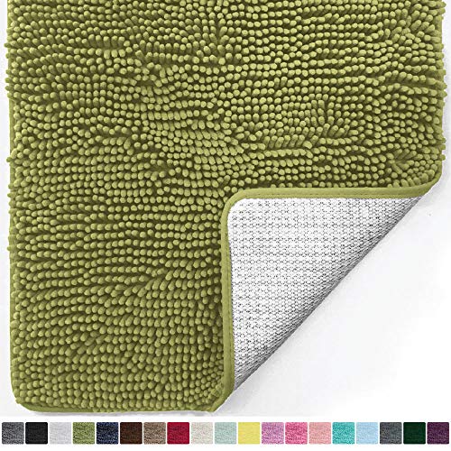 Product Cover Gorilla Grip Original Luxury Chenille Bathroom Rug Mat, 44x26, Extra Soft and Absorbent Large Shaggy Rugs, Machine Wash Dry, Perfect Plush Carpet Mats for Tub, Shower, and Bath Room, Green