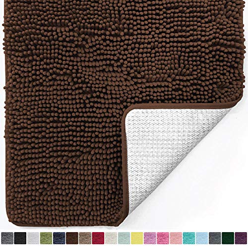 Product Cover Gorilla Grip Original Luxury Chenille Bathroom Rug Mat, 30x20, Extra Soft and Absorbent Shaggy Rugs, Machine Wash Dry, Perfect Plush Carpet Mats for Tub, Shower, and Bath Room, Brown