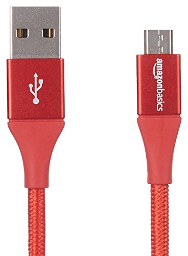 Product Cover AmazonBasics Double Braided Nylon Micro USB Charging Cable for Android Phones (3 Feet, Red)