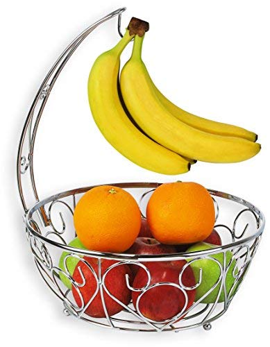 Product Cover SimpleHouseware Fruit Basket Bowl with Banana Tree Hanger, Chrome Finish