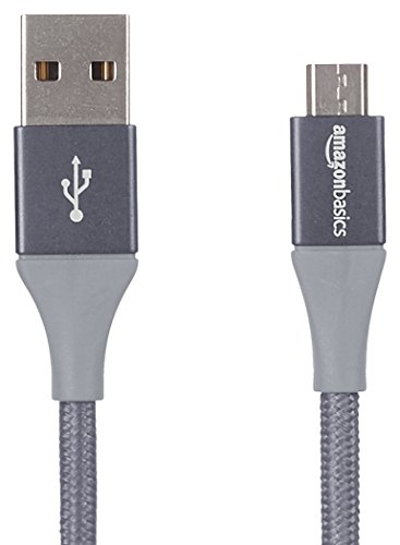 Product Cover AmazonBasics Double Braided Nylon USB 2.0 A to Micro B Charger Cable | 1 Foot, Dark Grey