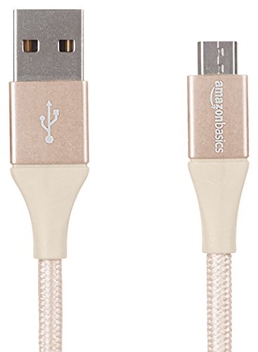 Product Cover AmazonBasics Double Braided Nylon USB 2.0 A to Micro B Charger Cable | 1 Foot, Gold