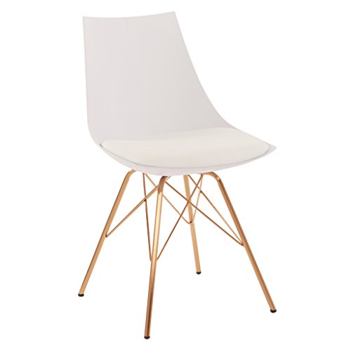 Product Cover AVE SIX Oakley Faux Leather Task Chair with Gold Chrome Base, White