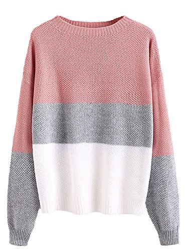 Product Cover Milumia Women's Drop Shoulder Knitted Color Block Textured Jumper Casual Sweater