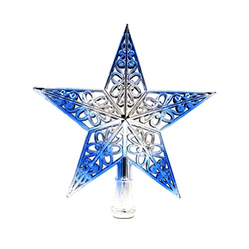 Product Cover Tinksky Hollowed-out Christmas Tree Top Sparkle Star Glittering Hanging Xmas Tree Topper Decoration Ornaments Home Decor (Silvery Blue)
