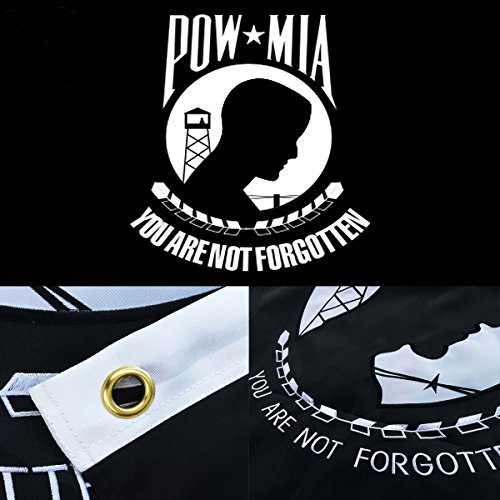 Product Cover Winbee Embroidered POW MIA Flag 3x5 Ft- Exclusive Strongest 300D Nylon, Heavy Duty Nylon Embroidered with Quadruple Stitched and Brass Grommets, UV Protected, Best US Flags Military 3 by 5 Foot