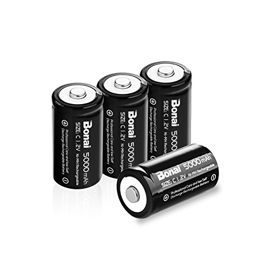 Product Cover BONAI Rechargeable C Batteries, C Cells 5000mAh 1.2V Ni-MH High Capacity C Size Battery (4 Pack)