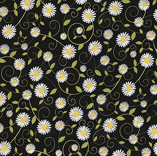Product Cover Timeless Treasures Fabrics Sunflowers and Bees Black Daisy Vines