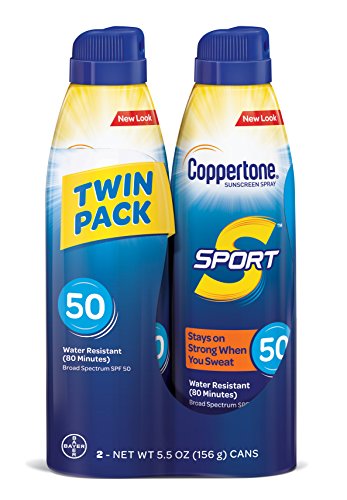 Product Cover Coppertone SPORT Continuous Sunscreen Spray Broad Spectrum SPF 50 (5.5 Ounce per Bottle, Pack of 2) (Packaging may vary)