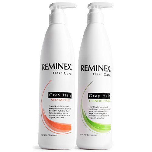 Product Cover Reminex Anti Grey Hair Shampoo And Conditioner - Color Restore Set To Prevent Gray Hairs and Overall Aging of Hair - Hydrates and Promotes Hair Growth - 1 Pack
