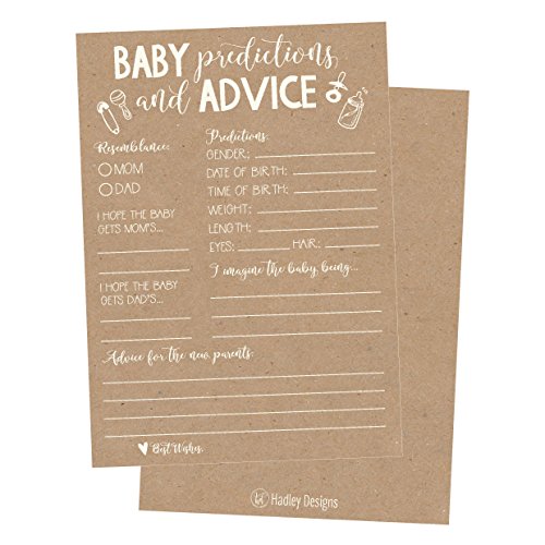 Product Cover 50 Rustic Advice and Prediction Cards for Baby Shower Game, New Mom & Dad Card or Mommy & Daddy To Be, For Girl or Boy Babies, New Parent Message Advice Book, Fun Gender Neutral Shower Party Favors