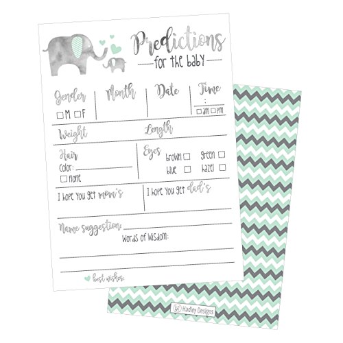 Product Cover 50 Elephant Advice and Prediction Cards for Baby Shower Game, New Mom & Dad Card or Mommy & Daddy to Be, for Girl or Boy Babies, New Parent Message Advice Book, Fun Gender Neutral Shower Party Favors