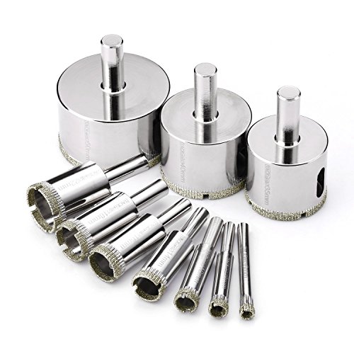 Product Cover Tacklife AHS02C Diamond Drill Bits Hole Saw Drill Bits Hollow Extractor Remover Set Tools with 10 Packs, Diamond Coating, Carbon Steel for Glass, Ceramics, Porcelain, Ceramic Tile, Marble | 6-50mm