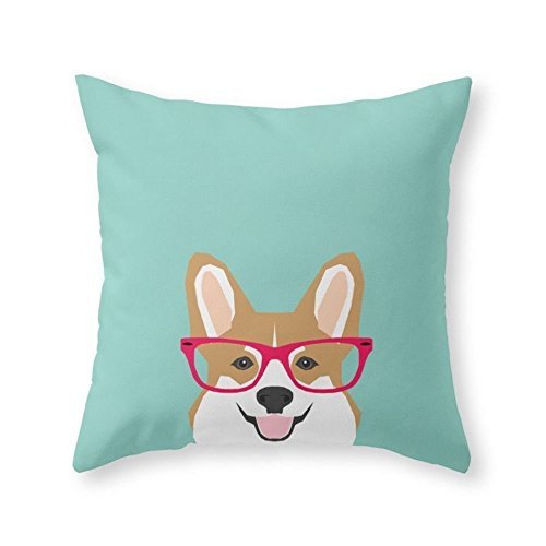 Product Cover Sea Girl Soft Teagan Glasses Corgi Cute Puppy Welsh Corgi Gifts for Dog Lovers and Pet Owners Love Corgi Puppies Throw Pillow Indoor Cover Pillow Case for Your Home(18in x 18in)