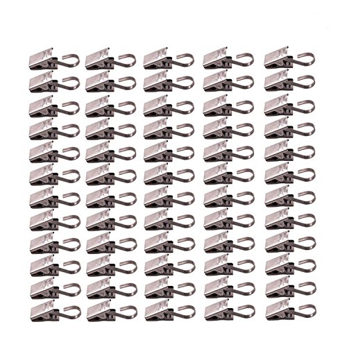 Product Cover Bestsupplier 60 Pcs Stainless Steel Curtain Clips With Hook for Curtain, Photos, Home Decoration Outdoor Party Wire Holder