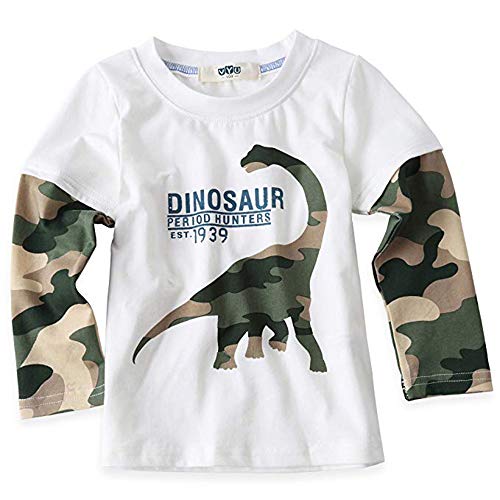 Product Cover Boys Long Sleeve Dinosaur T Shirt Kids Cotton tee Tops Size 2-8