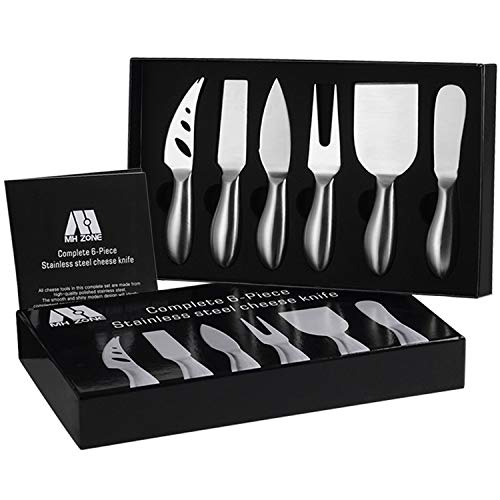 Product Cover Premium 6-Piece Cheese Knife Set - MH ZONE Complete Stainless Steel Cheese Knives Gift Knives Sets Collection, Suit for the Wedding, Lover, Elders, Children and Friends, Perfect Christmas Gift