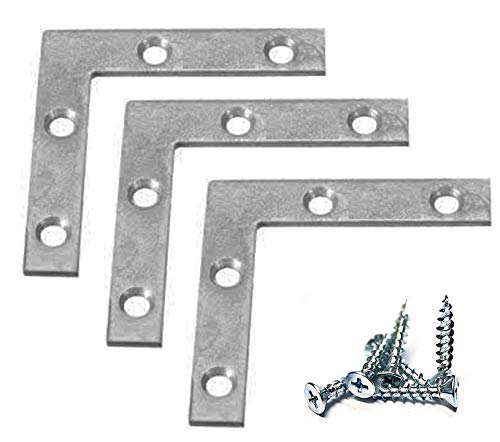 Product Cover Extra Heavy Duty 12 Pack L Type Flat Zinc Plated Steel Corner Braces Angle Brackets 2.5