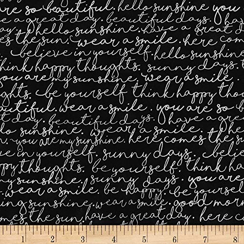 Product Cover Timeless Treasures You are My Sunshine Script Black Fabric by The Yard
