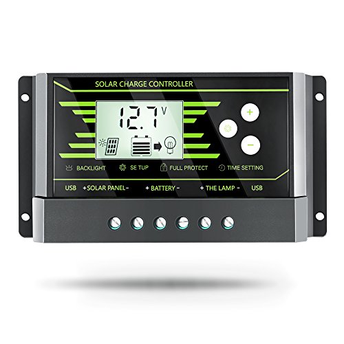Product Cover Solar Charge Controller 20 amp - PowMr Solar Panel Battery Controller 12V 24V,Dual USB Adjustable Parameter Backlight LCD Display and Timer Setting ON/Off Hours Solar Regulator(20A)