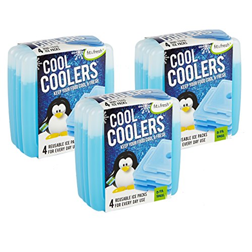 Product Cover Fit & Fresh Cool Coolers Slim Reusable Ice Packs for Lunch Boxes, Lunch Bags and Coolers, Set of 12, Blue