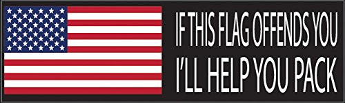 Product Cover Rogue River Tactical 10x3 Patriotic Bumper Sticker Auto Decal If My Flag Offends You I'll Help You Pack USA Flag America Freedom is Not Free (Ill Help You Pack)