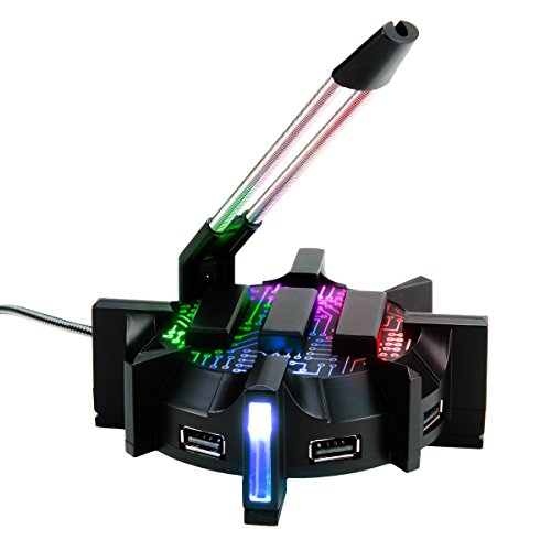 Product Cover ENHANCE Pro Gaming Mouse Bungee Cable Holder with 4 Port USB Hub - 7 LED Color Modes with RGB Lighting - Wire & Cord Management Support for Improved Accuracy, Stabilized Design for Esports