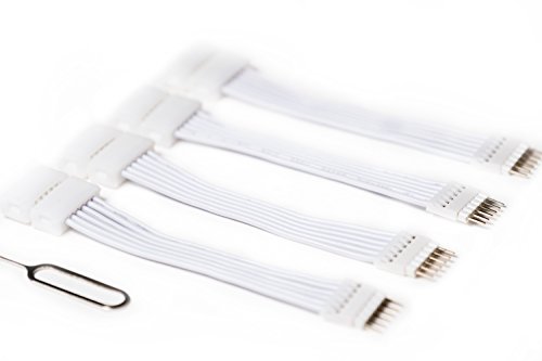 Product Cover 6-Pin to Cut-End Extension Connector for Philips Hue Lightstrip Plus (2 in/50 mm, 4 Pack, White)