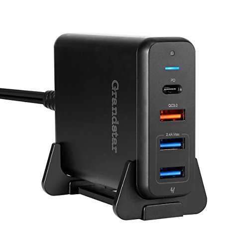 Product Cover Grandstar USB Type C Charger, 75W USB Desktop Power Adapter with Quick Charge 3.0, 4 Ports Fast Charging Station,USB C Power Delivery PD for MacBook, Laptops, Phones and Tablet