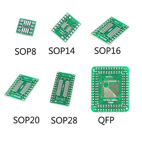 Product Cover MCIGICM 30pcs PCB Board Kit SMD Turn to DIP Adapter Converter Plate FQFP 32 44 64 80 100 HTQFP QFN48 SOP SSOP TSSOP 8 14 16 20 28