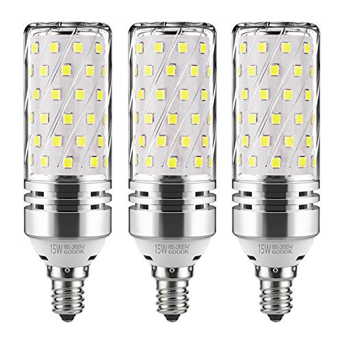 Product Cover GEZEE E12 LED Corn Bulbs,15W LED Candelabra Light Bulbs 120 Watt Equivalent, 1500lm, Daylight White 6000K LED Chandelier Bulbs, Decorative Candle, 4.1in1.2in, Non-Dimmable LED Lamp(3-Pack)